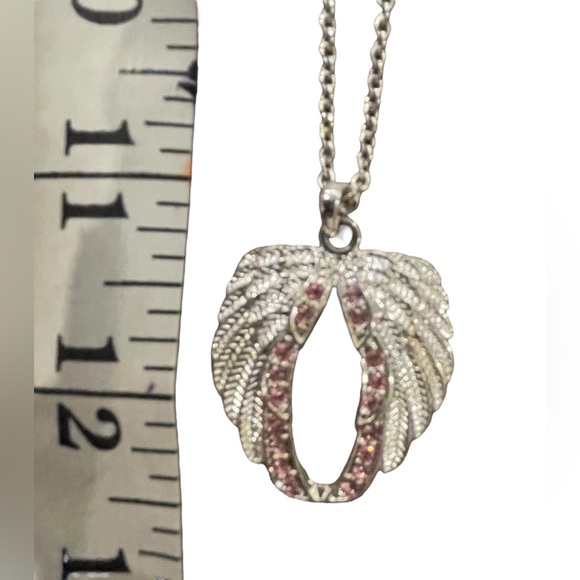 Pink Crystal Hope Wings of Courage Necklace - Picture 3 of 4